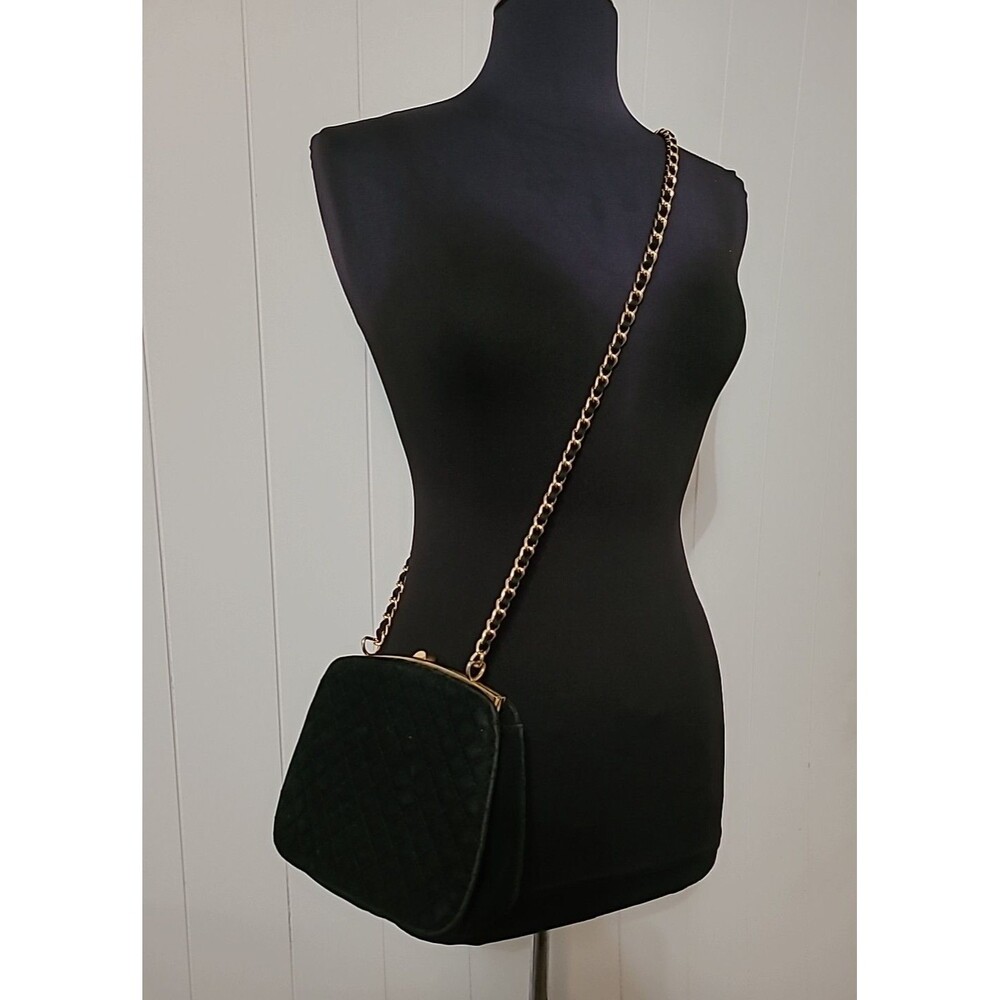 Lord And Taylor Velvet Crosby Bag Purse Clutch Black Chain Strap Hoco Formal Y2k